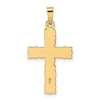 14k Polished and Textured Solid Floral Cross Pendant-XR1904
