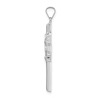 14k White Gold Polished and Satin Hollow Cross Pendant-XR1907
