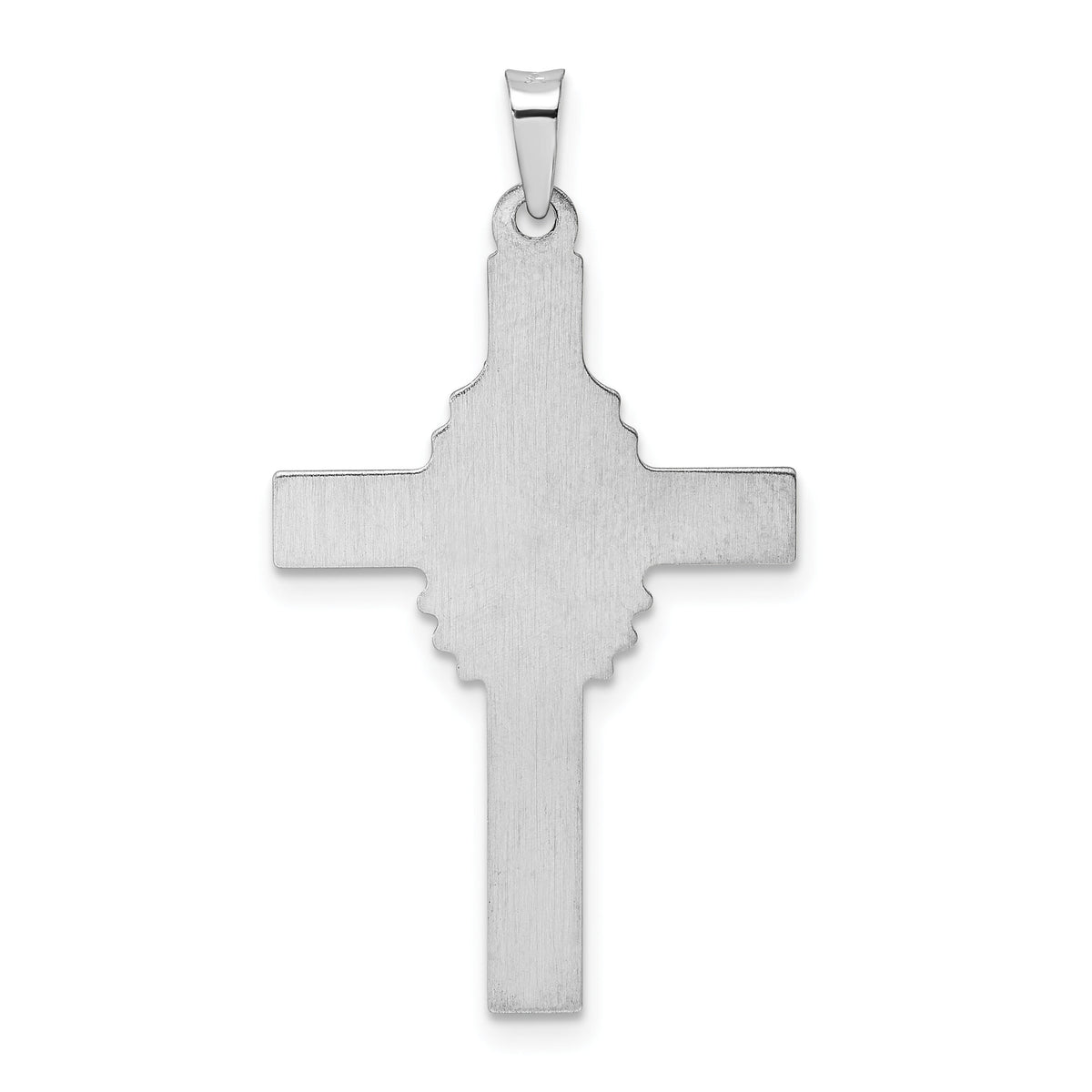 14k White Gold Polished and Satin Hollow Cross Pendant-XR1907