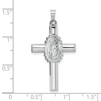 14k White Gold Polished and Satin Hollow Cross Pendant-XR1907