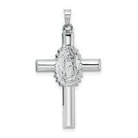 14k White Gold Polished and Satin Hollow Cross Pendant-XR1907