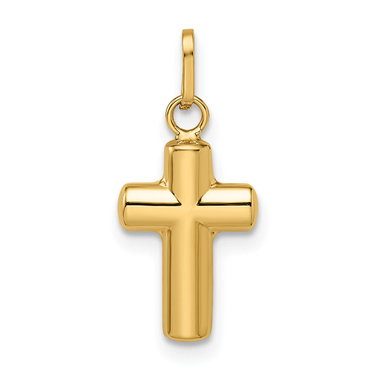 14k Polished Puffed Cross Pendant-XR1908