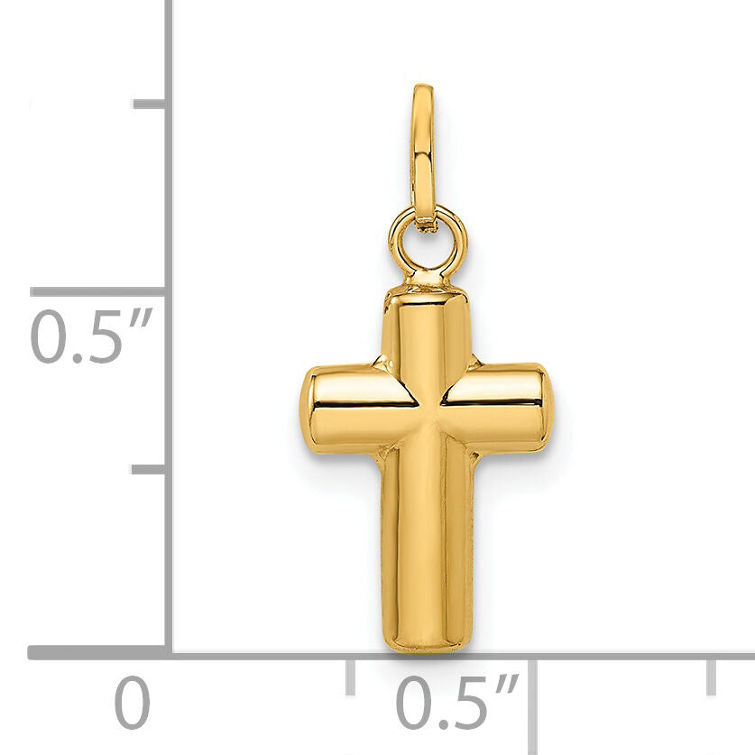 14k Polished Puffed Cross Pendant-XR1908