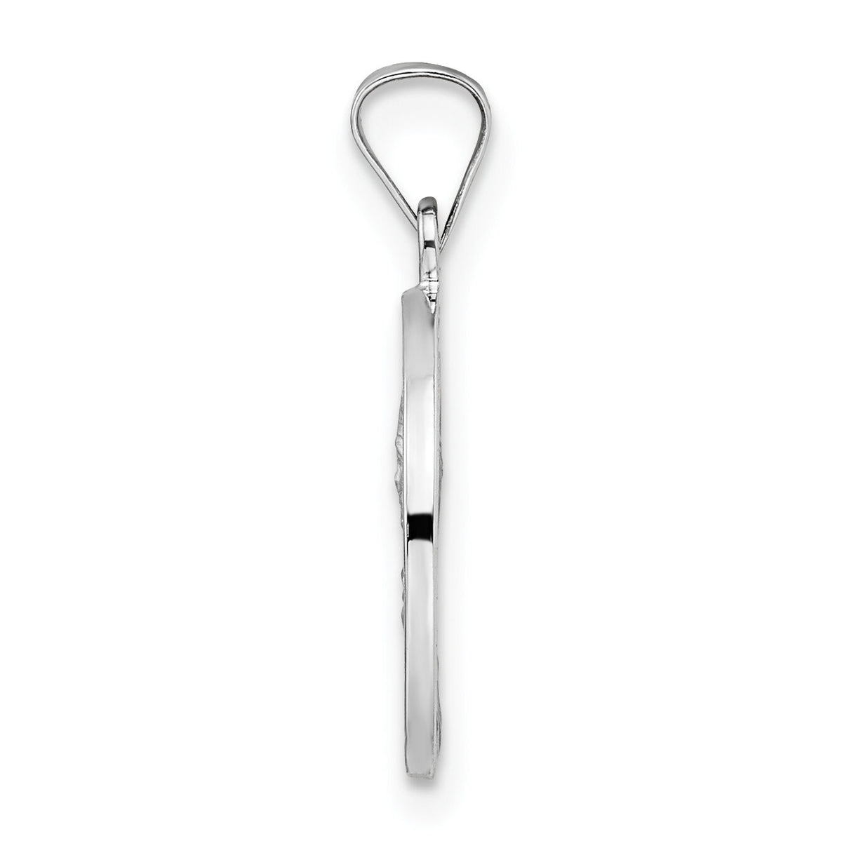 14k White Gold Polished and Satin Hollow Matka Boska Medal Pendant-XR1909