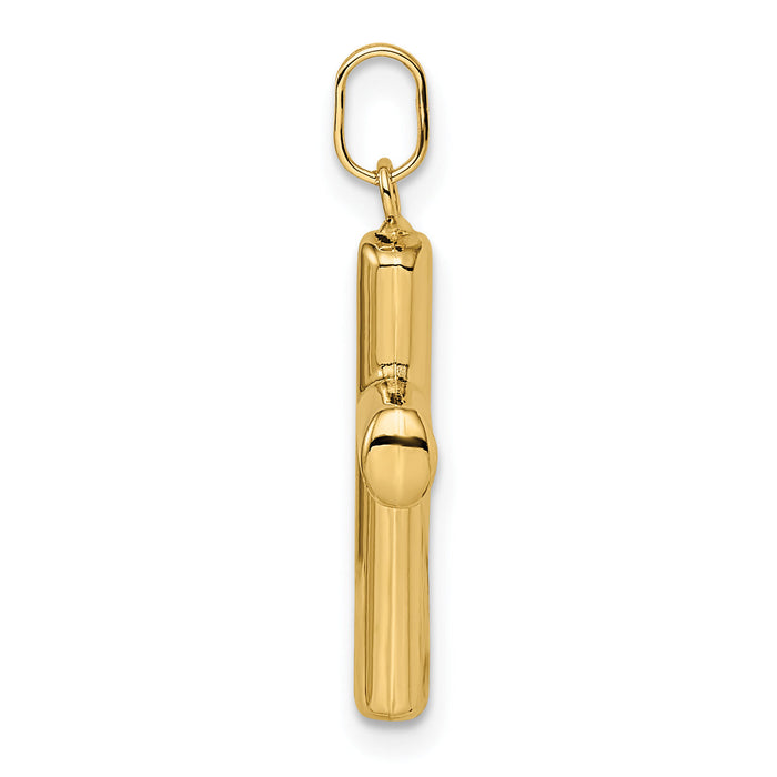 14k Polished Puffed Cross Pendant-XR1910