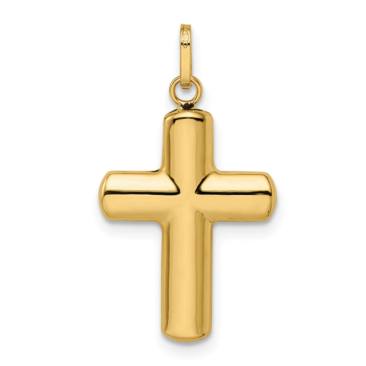 14k Polished Puffed Cross Pendant-XR1910