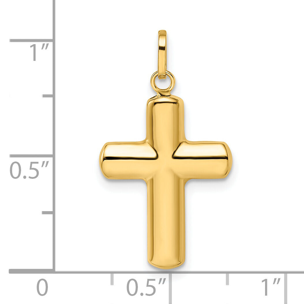 14k Polished Puffed Cross Pendant-XR1910