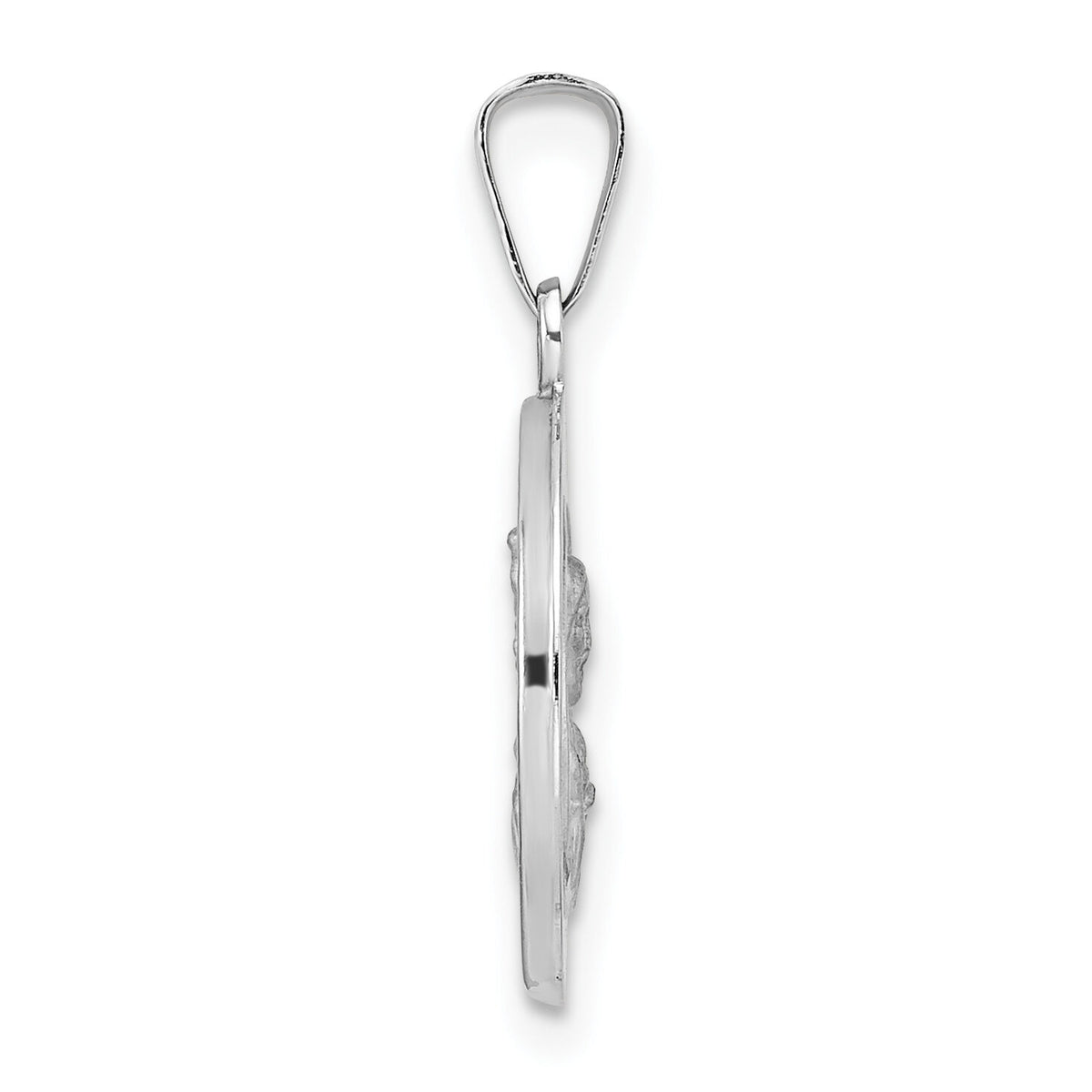 14k White Gold Polished and Satin Hollow Queen of Holy Scapular Medal-XR1911