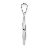 14k White Gold Polished and Satin Hollow Queen of Holy Scapular Medal-XR1911