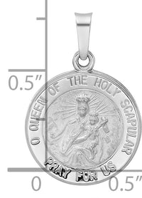 14k White Gold Polished and Satin Hollow Queen of Holy Scapular Medal-XR1911