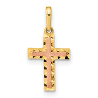 14K Two-tone Diamond Cut Cross Pendant-XR1912