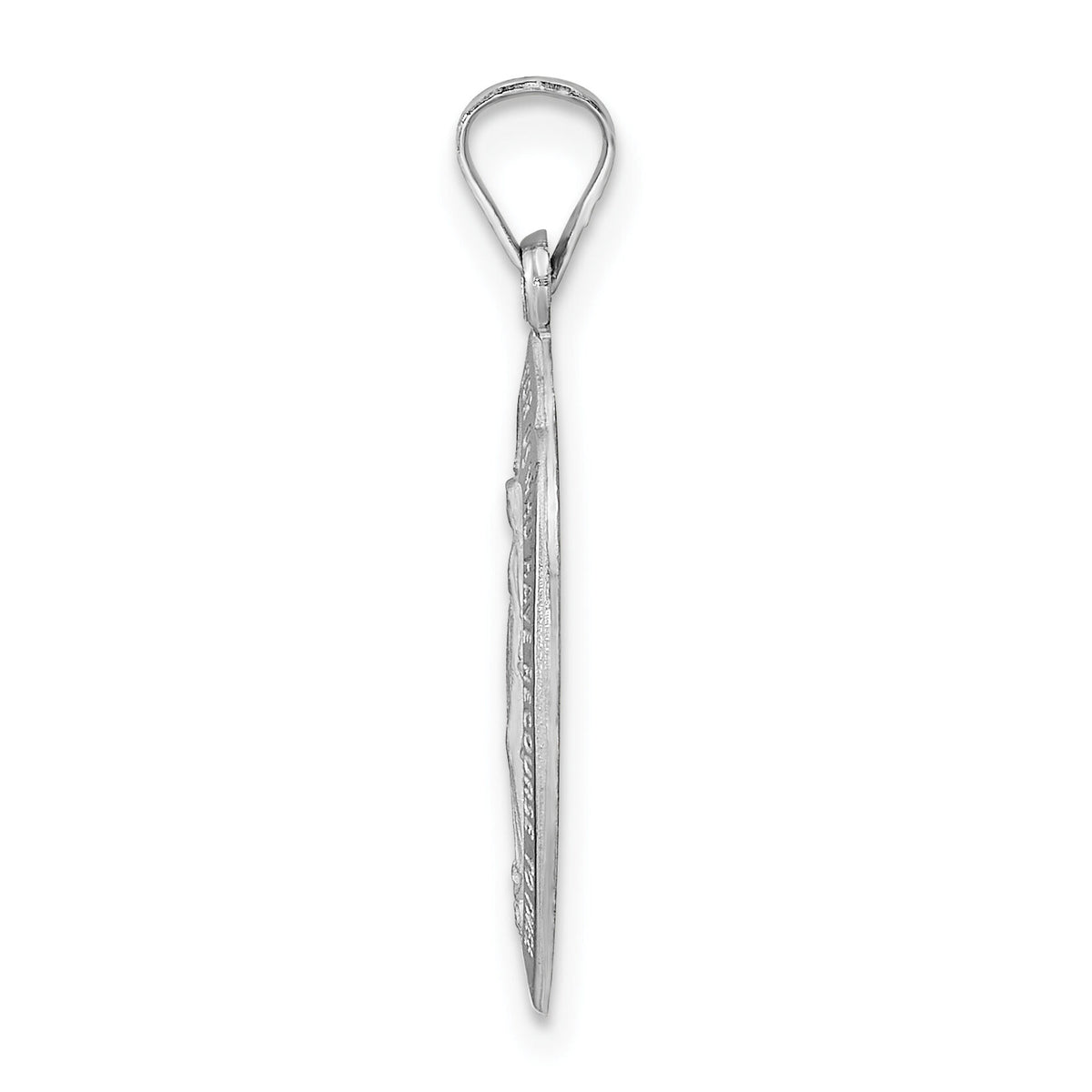 14k White Gold Polished and Satin Solid Miraculous Medal Pendant-XR1913