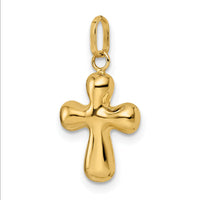 14k Polished Puffed Cross Pendant-XR1914