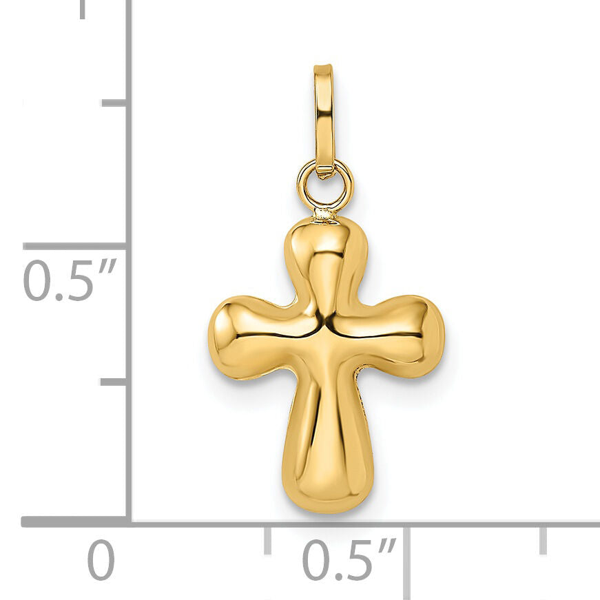 14k Polished Puffed Cross Pendant-XR1914