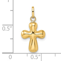 14k Polished Puffed Cross Pendant-XR1914