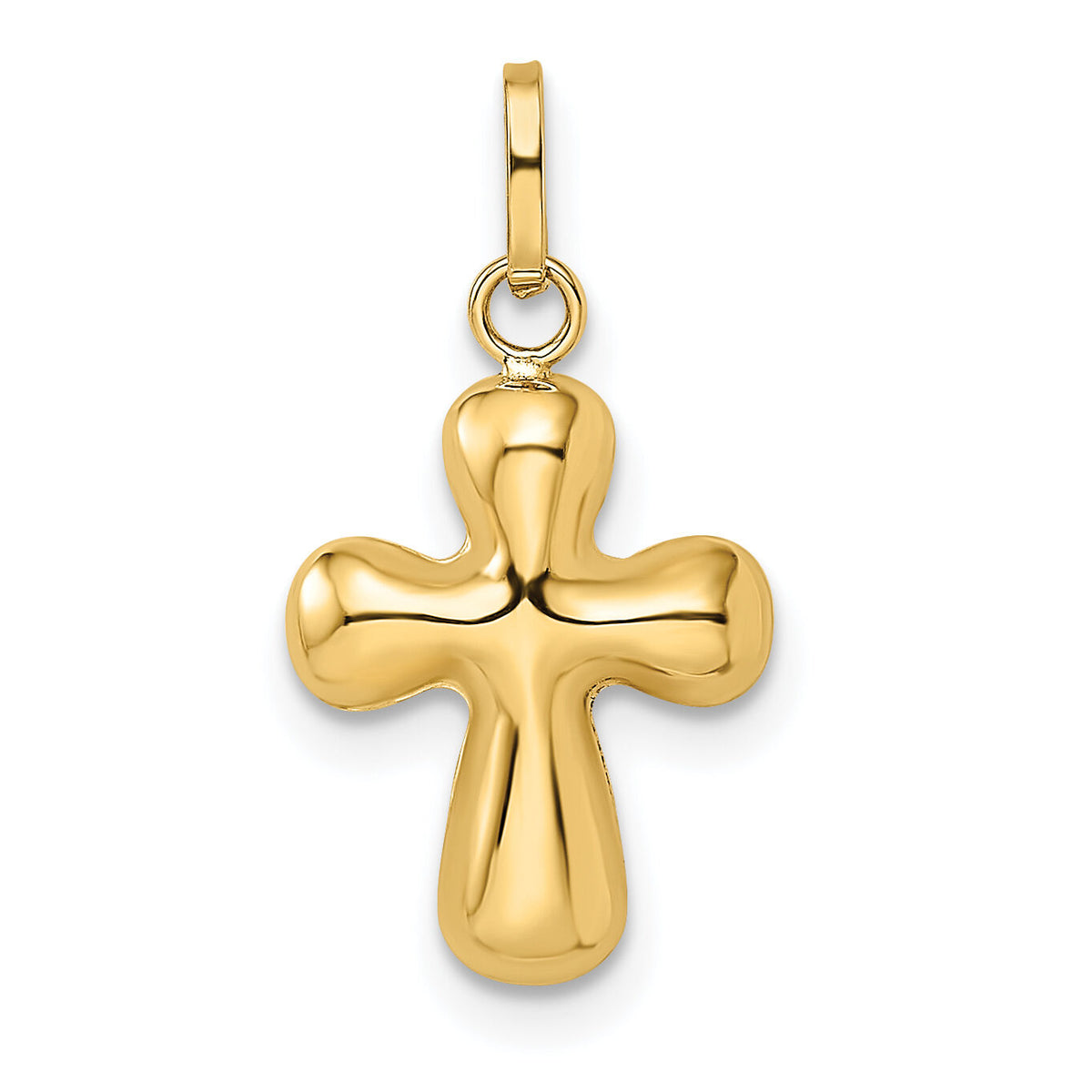 14k Polished Puffed Cross Pendant-XR1914