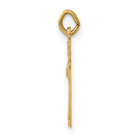 14k Polished Solid Heart Cross Pendant-XR1916