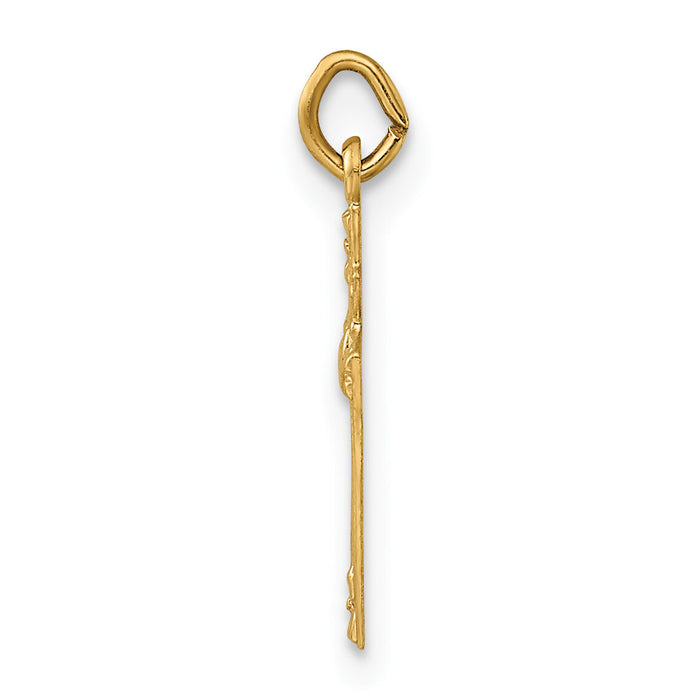 14k Polished Solid Heart Cross Pendant-XR1916