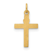 14k Polished Solid Heart Cross Pendant-XR1916
