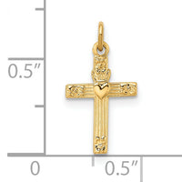 14k Polished Solid Heart Cross Pendant-XR1916