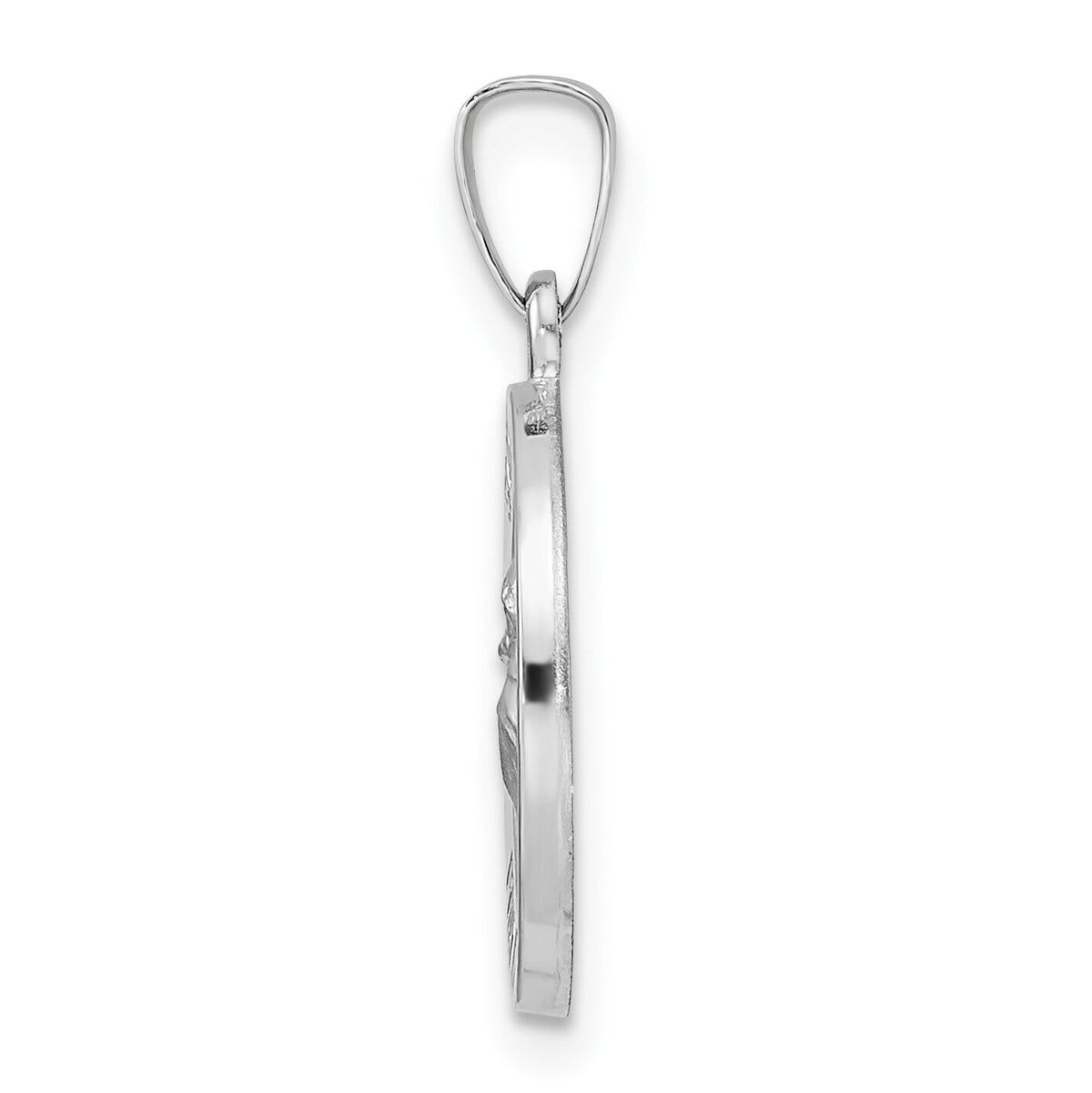 14k White Gold Polished and Satin Hollow St Anthony Medal Pendant-XR1917