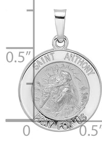 14k White Gold Polished and Satin Hollow St Anthony Medal Pendant-XR1917