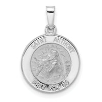 14k White Gold Polished and Satin Hollow St Anthony Medal Pendant-XR1917