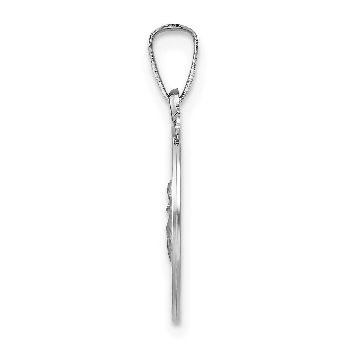 14k White Gold Polished and Satin Hollow St Anthony Medal Pendant-XR1919