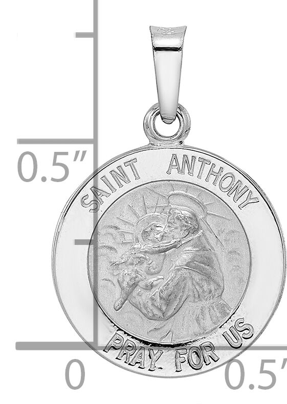 14k White Gold Polished and Satin Hollow St Anthony Medal Pendant-XR1919