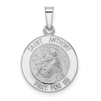 14k White Gold Polished and Satin Hollow St Anthony Medal Pendant-XR1919