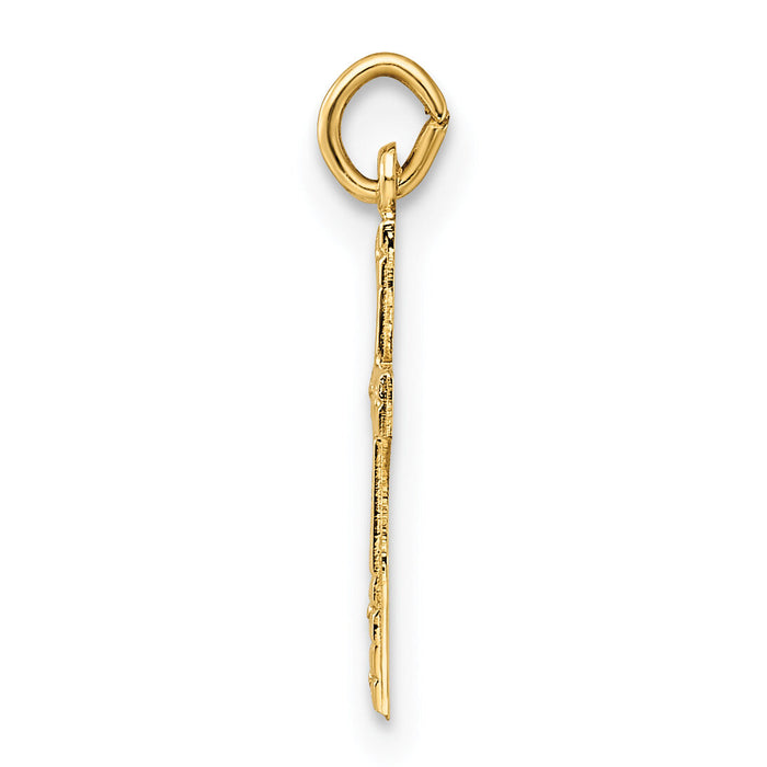 14k Polished and Textured Solid Cross Pendant-XR1920