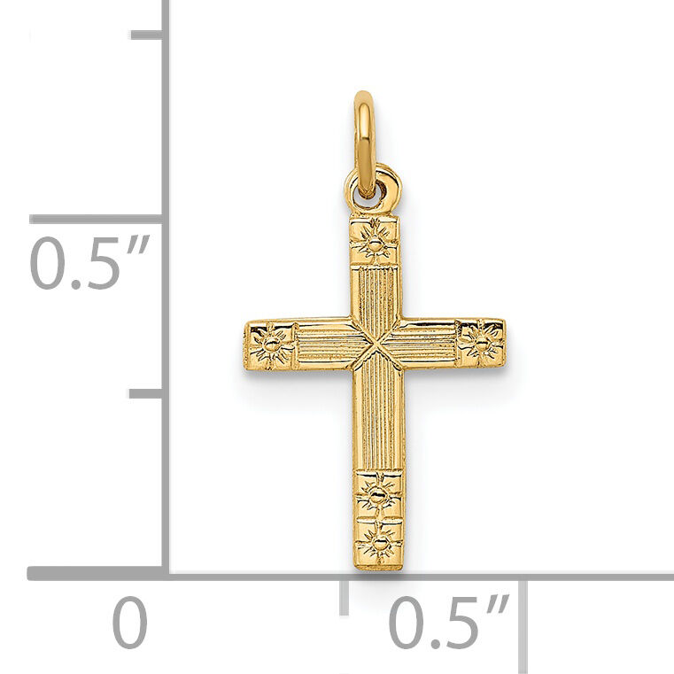 14k Polished and Textured Solid Cross Pendant-XR1920