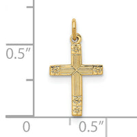14k Polished and Textured Solid Cross Pendant-XR1920