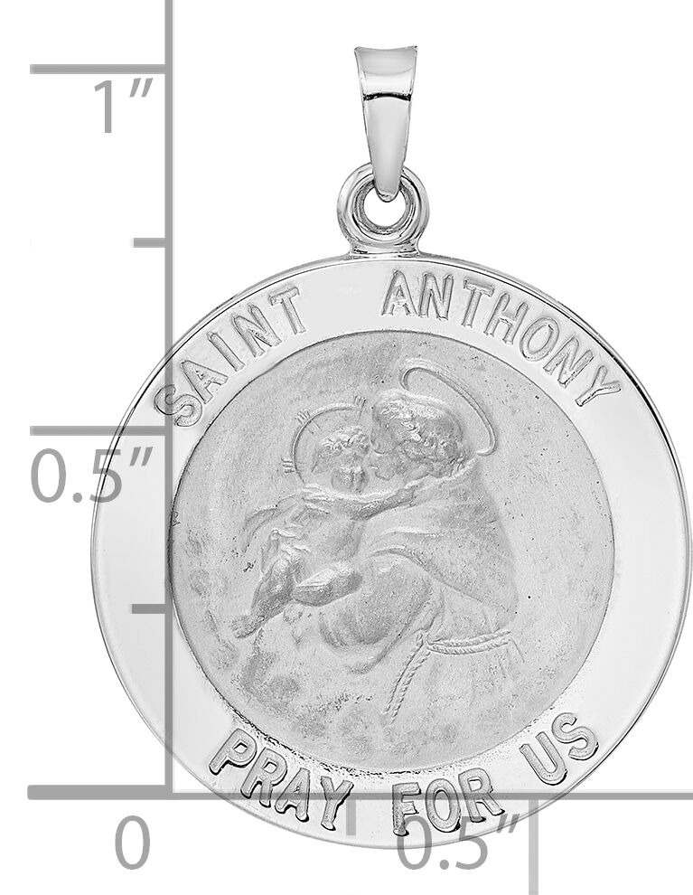 14k White Gold Polished St Anthony Solid Medal Pendant-XR1921