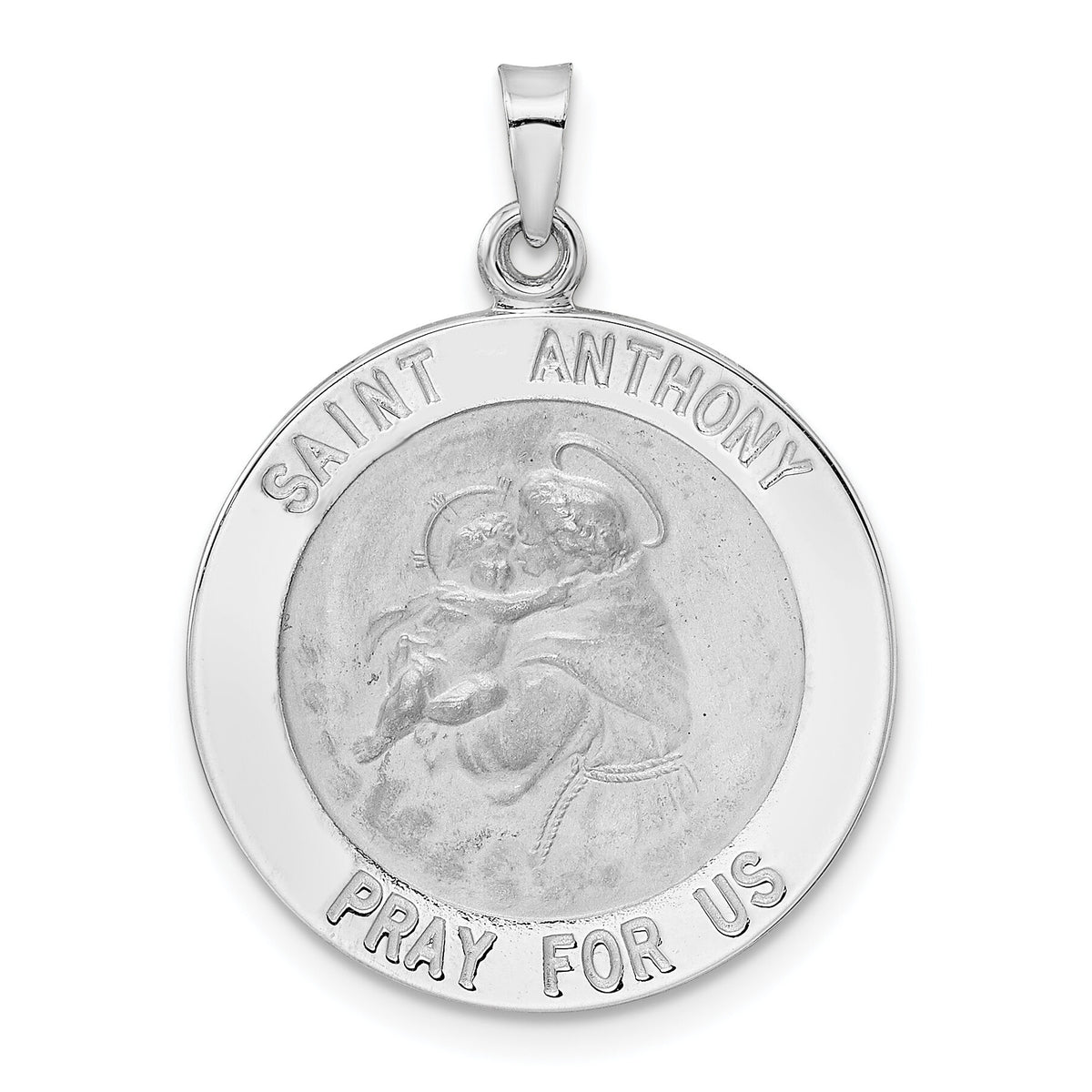 14k White Gold Polished St Anthony Solid Medal Pendant-XR1921