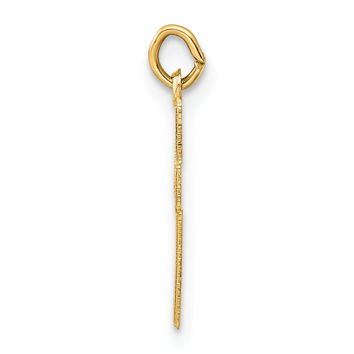 14k Polished and Textured Solid Star Cross Pendant-XR1922