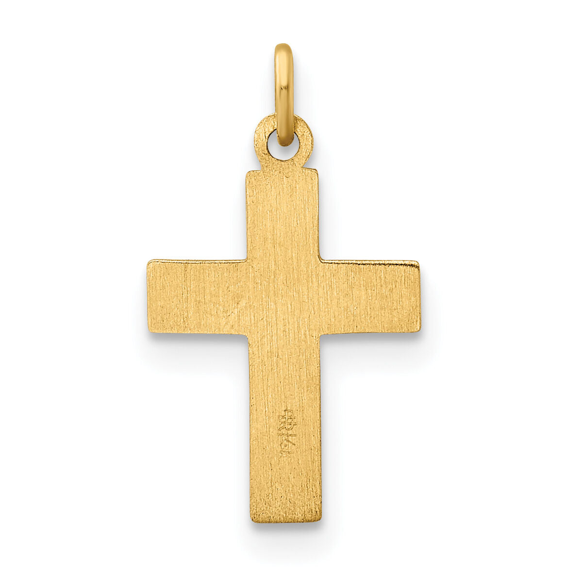 14k Polished and Textured Solid Star Cross Pendant-XR1922