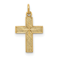 14k Polished and Textured Solid Star Cross Pendant-XR1922