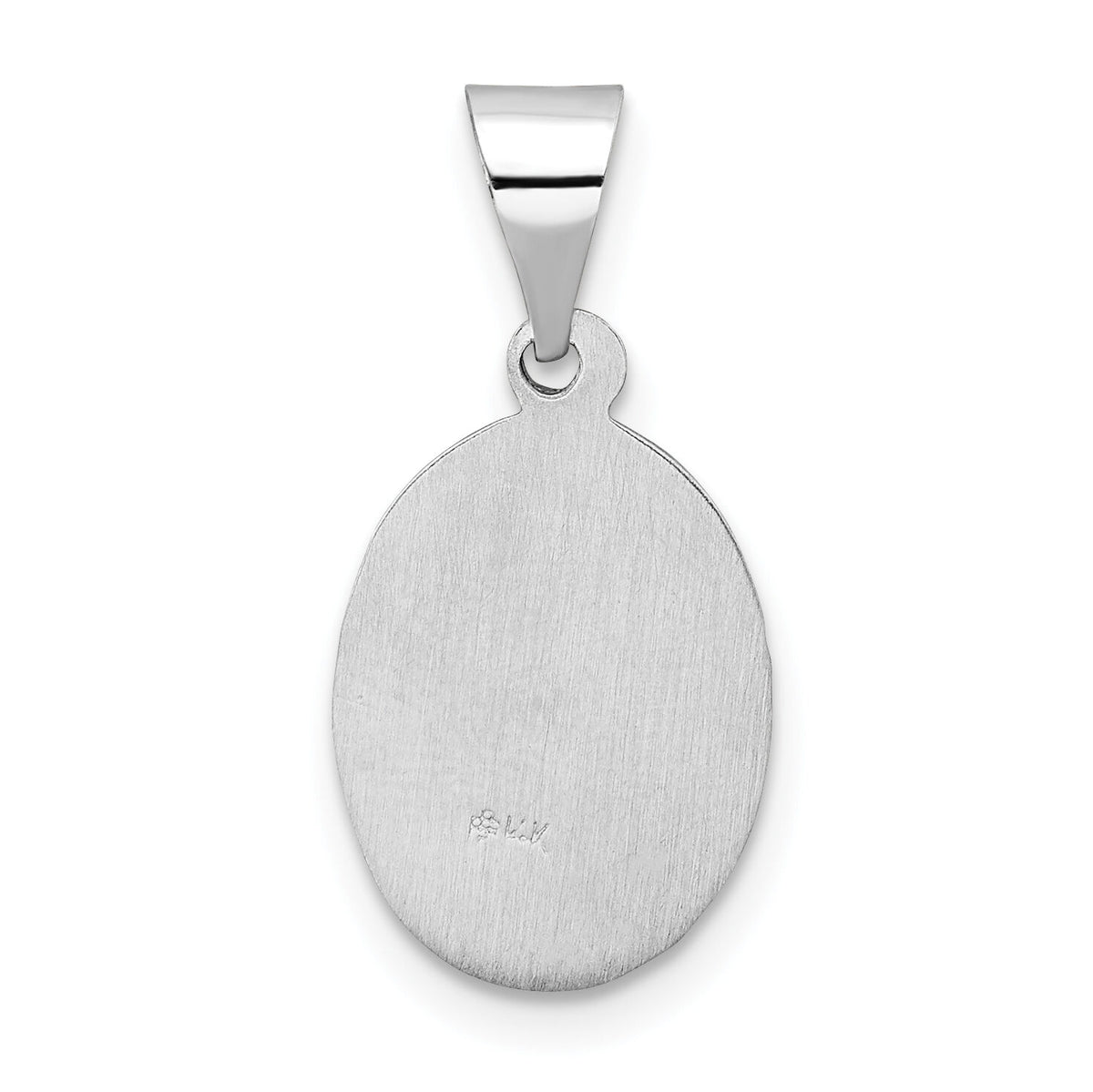 14k White Gold Polished and Satin Hollow Oval St Anthony Medal Pendant-XR1923