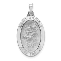 14k White Gold Polished Solid Oval St Anthony Medal Pendant-XR1925