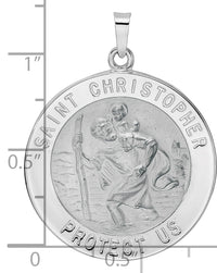 14k White Gold Polished Saint Christopher Solid Medal Pendant-XR1927