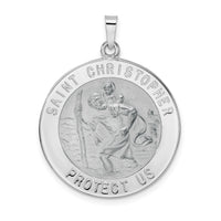 14k White Gold Polished Saint Christopher Solid Medal Pendant-XR1927