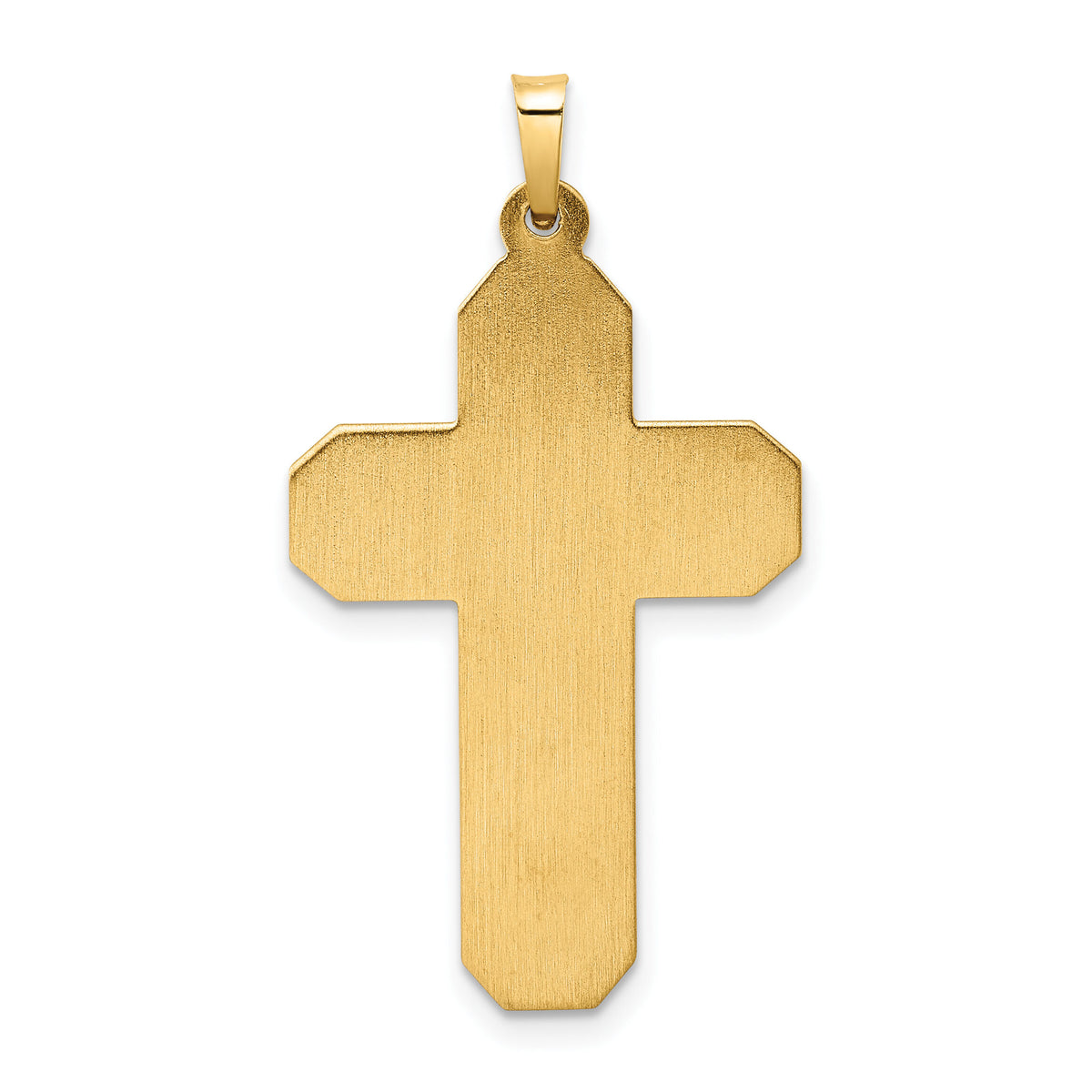 14k Polished and Textured Hollow Scroll Design Double Cross Pendant-XR1928