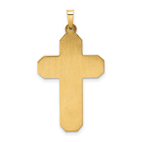 14k Polished and Textured Hollow Scroll Design Double Cross Pendant-XR1928