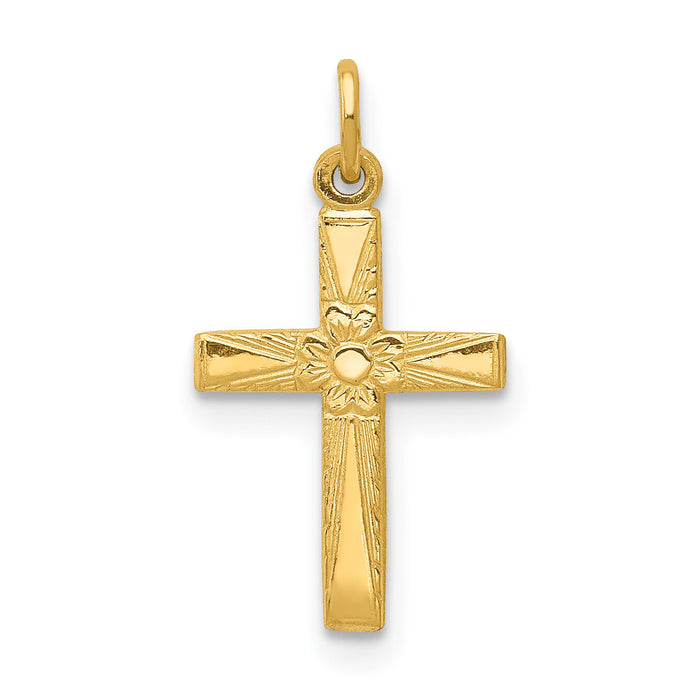 14k Floral Cross Charm-XR193