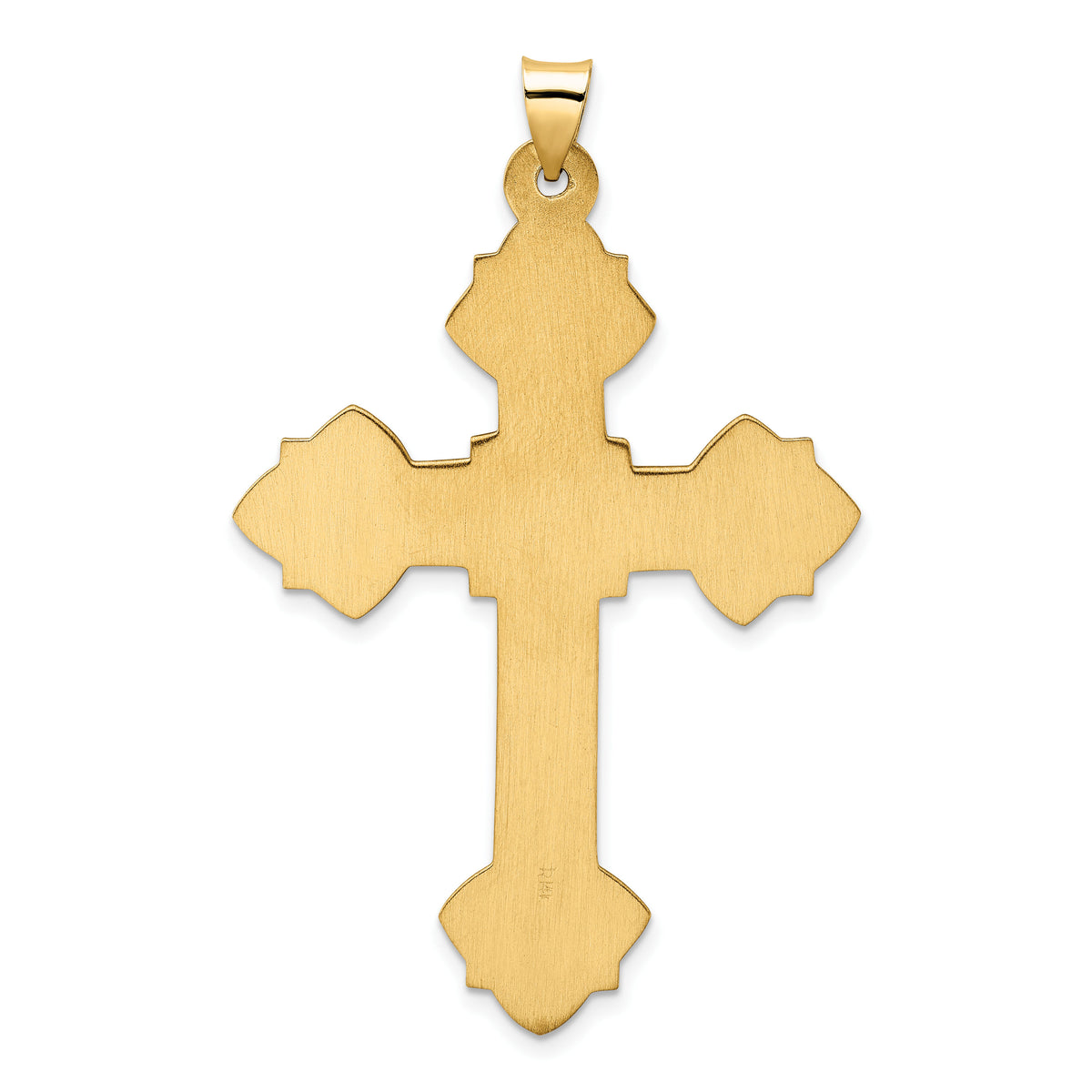 14k Polished Hollow Fancy Fleur de Lis Cross Pendant-XR1930