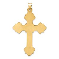 14k Polished Hollow Fancy Fleur de Lis Cross Pendant-XR1930