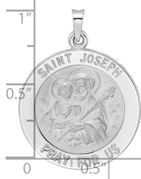 14k White Gold Polished Saint Joseph Solid Medal Pendant-XR1931
