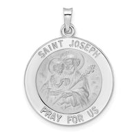 14k White Gold Polished Saint Joseph Solid Medal Pendant-XR1931