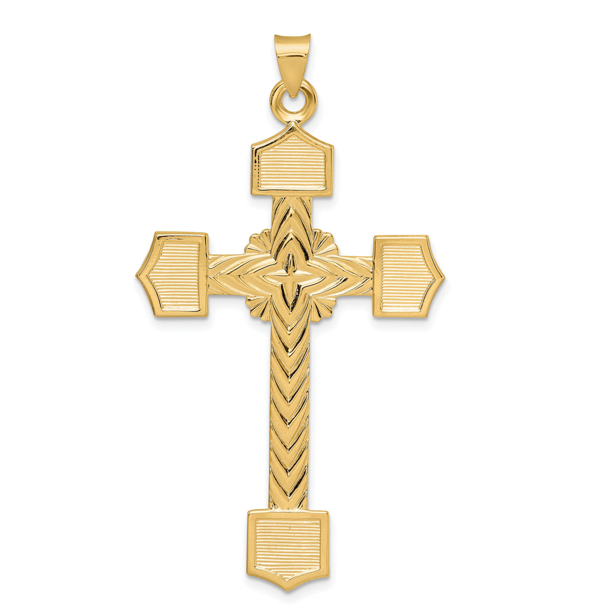 14k Polished Solid Fancy Design Cross Pendant-XR1932